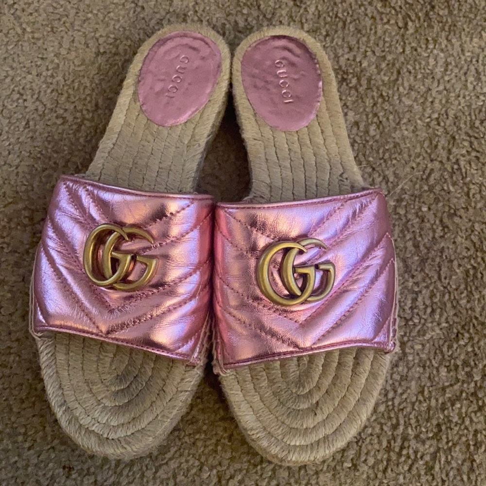 Gucci Pink Metallic Espadrilles